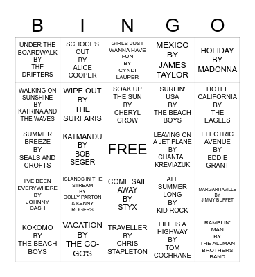 ISLANDS IN THE STREAM Bingo Card