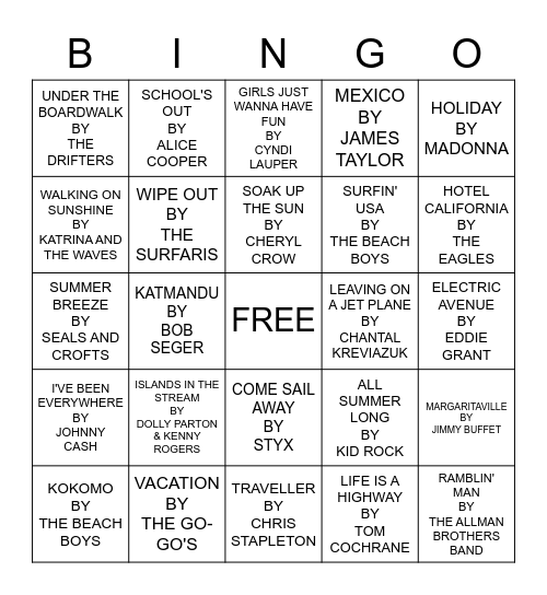 ISLANDS IN THE STREAM Bingo Card