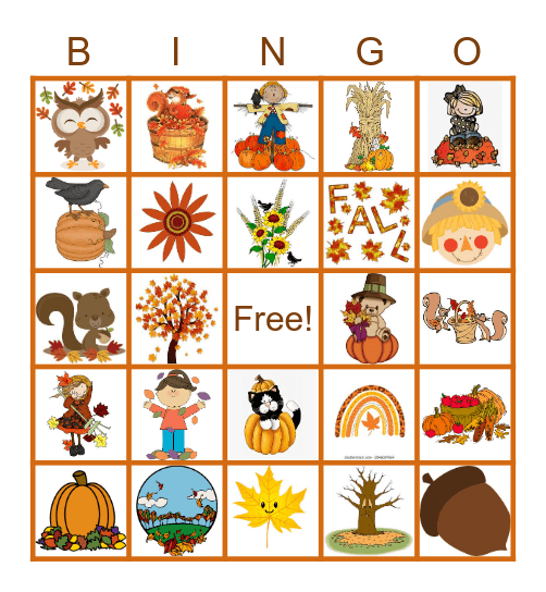 Fall Bingo Card