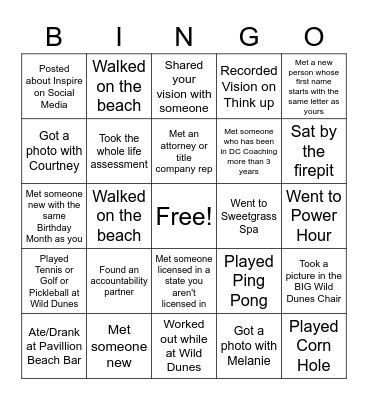 Inspire BINGO Card