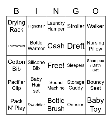 Brianna's Baby Shower Bingo Card