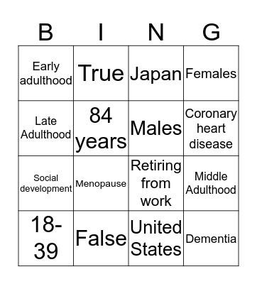 Health Bingo Card