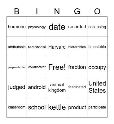 TED Talk Bingo - Amy Cuddy Bingo Card