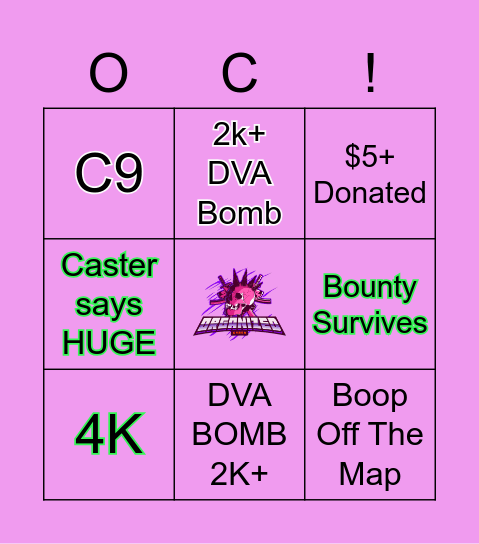 OC XXIX: FOR GLORY BINGO Card