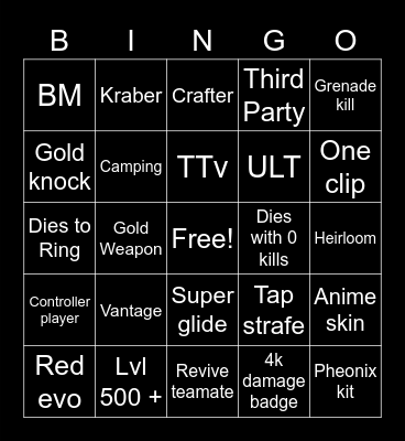 Apex Bingo Card