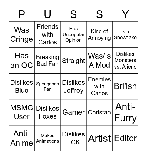 [potato griffin] bingo Card