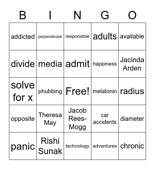 TED Talk Bingo - Tanner Welton Bingo Card