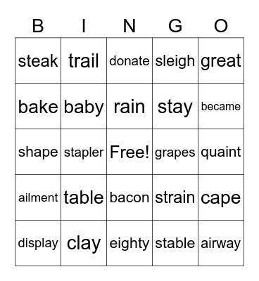 Long a Bingo Card
