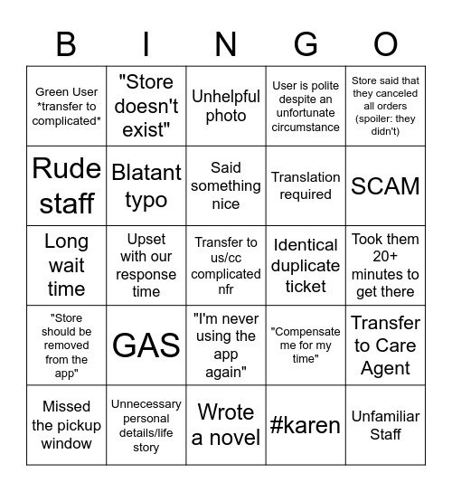 Care Party Bingo! Bingo Card