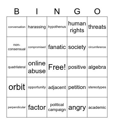 TED Talk Bingo - Gina Martin Bingo Card