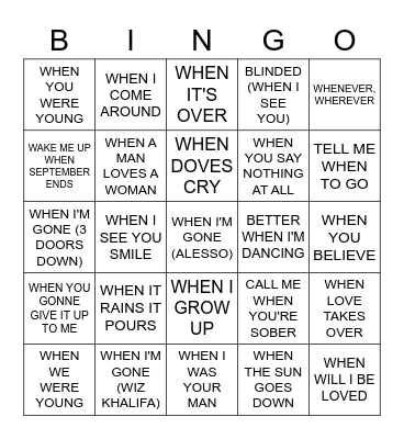WHEN Bingo Card
