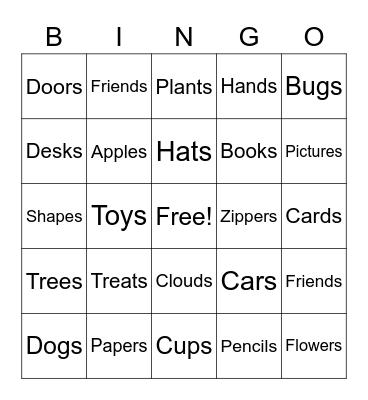 Plural Noun Bingo Card