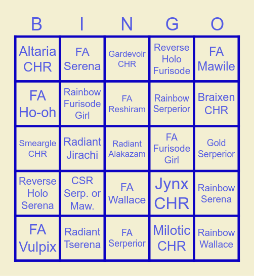 Hard Mode Arcana Bingo Card