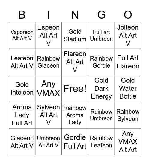 EEVEE HEROES BINGOOO Bingo Card