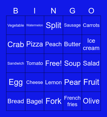 Unit 10 Foods Bingo Card