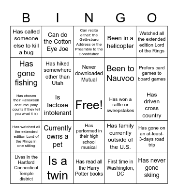 DC YSA Conference Bingo! Bingo Card