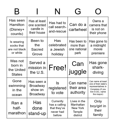DC YSA Conference Bingo! Bingo Card