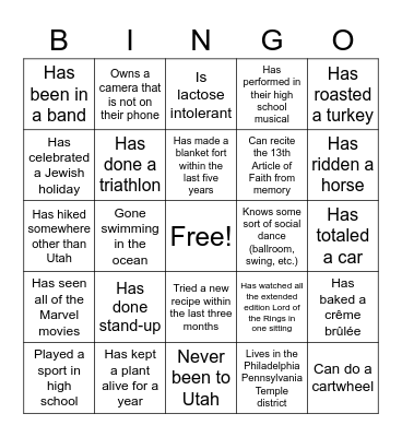 DC YSA Conference Bingo! Bingo Card