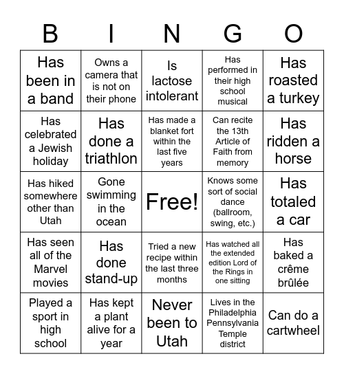 DC YSA Conference Bingo! Bingo Card