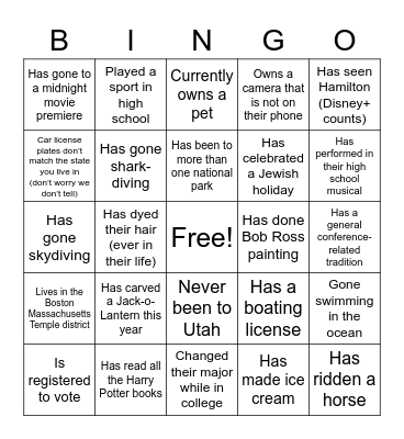 DC YSA Conference Bingo! Bingo Card