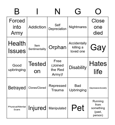 Red Army Trauma Bingo Card