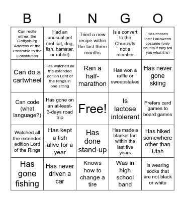 DC YSA Conference Bingo! Bingo Card
