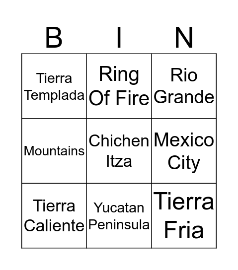 Mexio Bingo Card