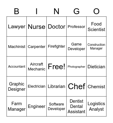 Career Bingo Card