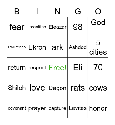 Capture & Return of the Ark Bingo Card