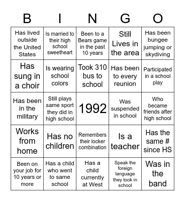 30 Years and Running Bingo Card