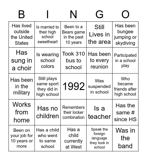 30 Years and Running Bingo Card