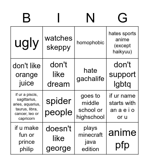 Exo the nosnoj kkd kmsm Bingo Card