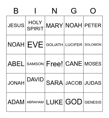 THE BIBLE Bingo Card