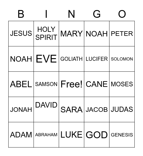 THE BIBLE Bingo Card