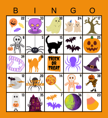 Happy Halloween Bingo Card