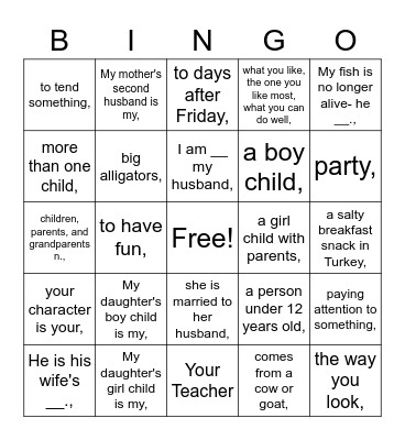 NTIF-1 Thinko Unit 1 Bingo Card