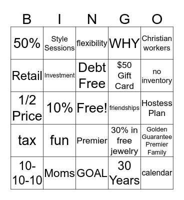 BLINGO Bingo Card