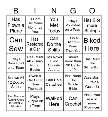 Someone Who... Bingo Card