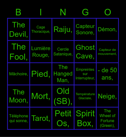 Phasmo Bingo Card