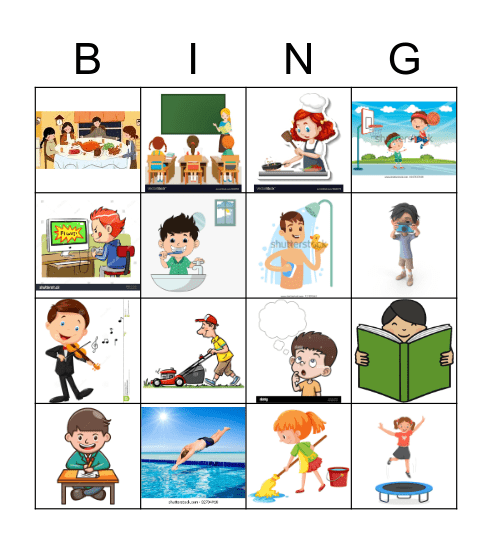 Verb -ing Bingo Card