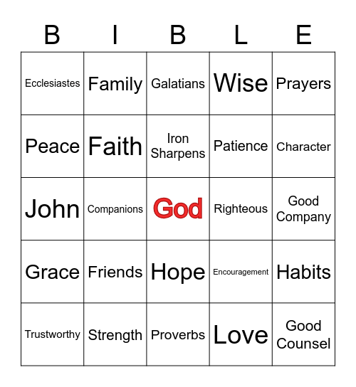 Bible Bingo Card