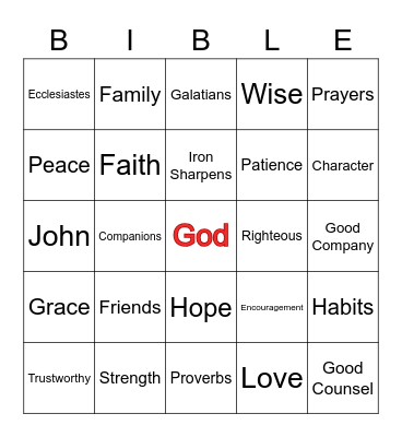 Bible Bingo Card