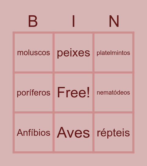 Vertebrados Bingo Card