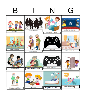 Last weekend, I... Bingo Card