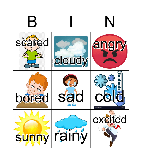 Weather and Emotions Bingo Card