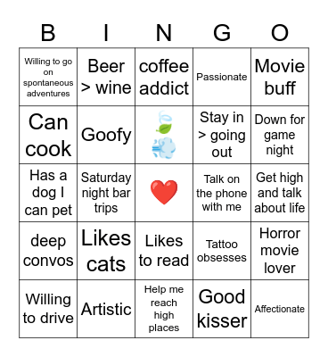 Tinder match Bingo Card