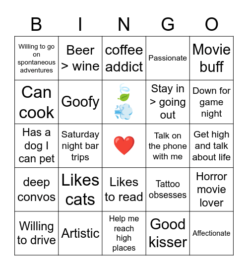 Tinder match Bingo Card