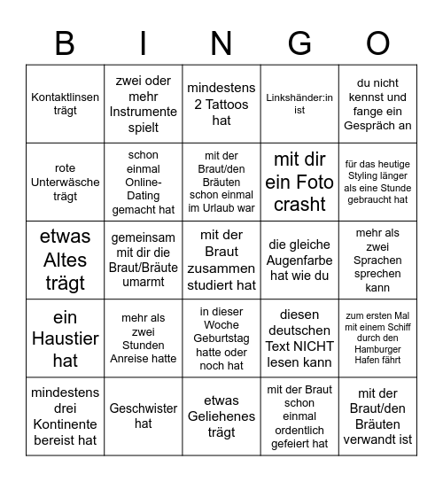 Finde eine Person, die... Bingo Card