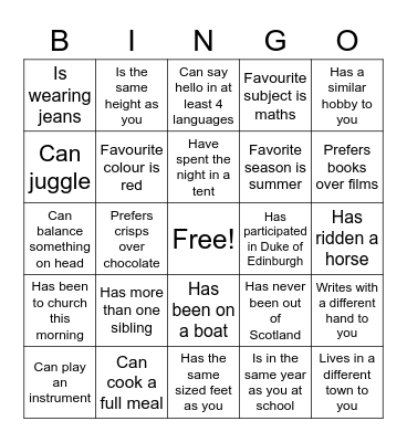 Youth Group Bingo! Bingo Card