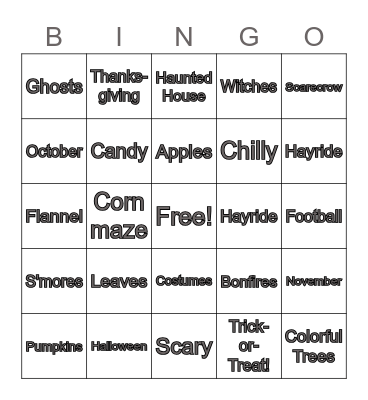 It's Fall Y'all Bingo Card